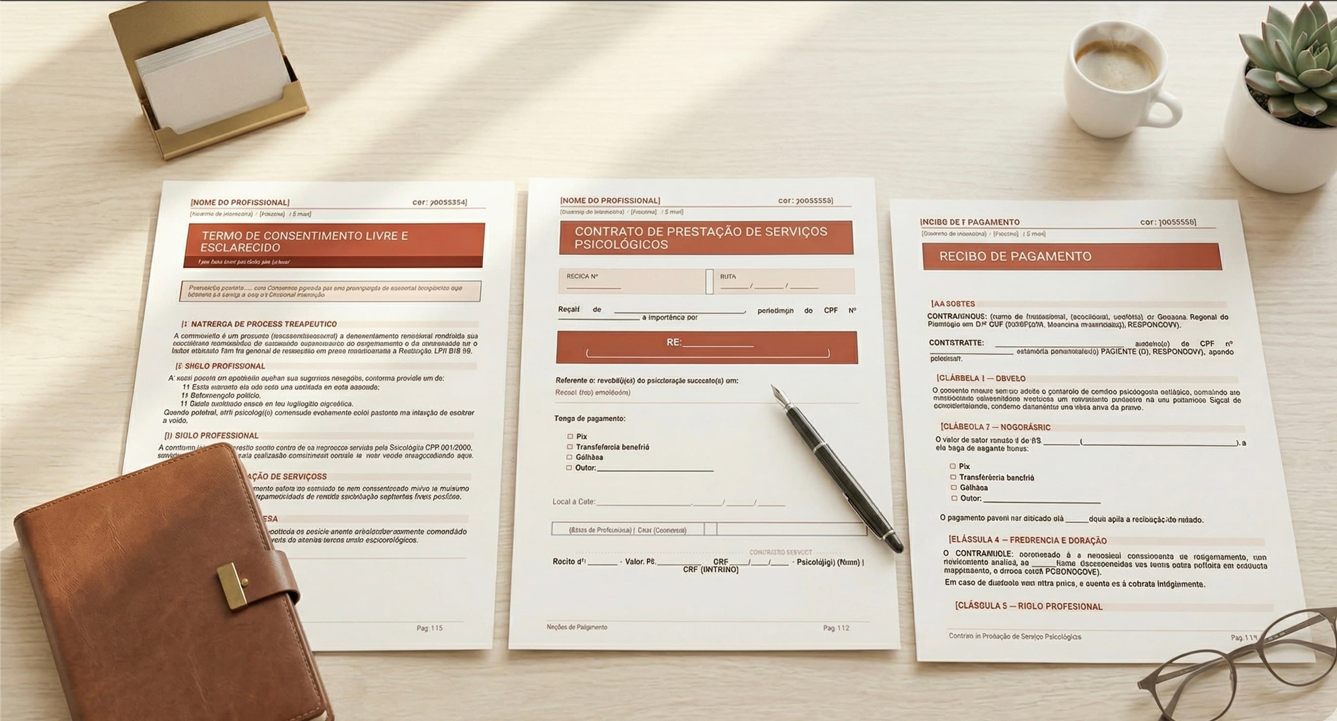 Prévia de Pack de Documentos Essenciais para Psicólogos